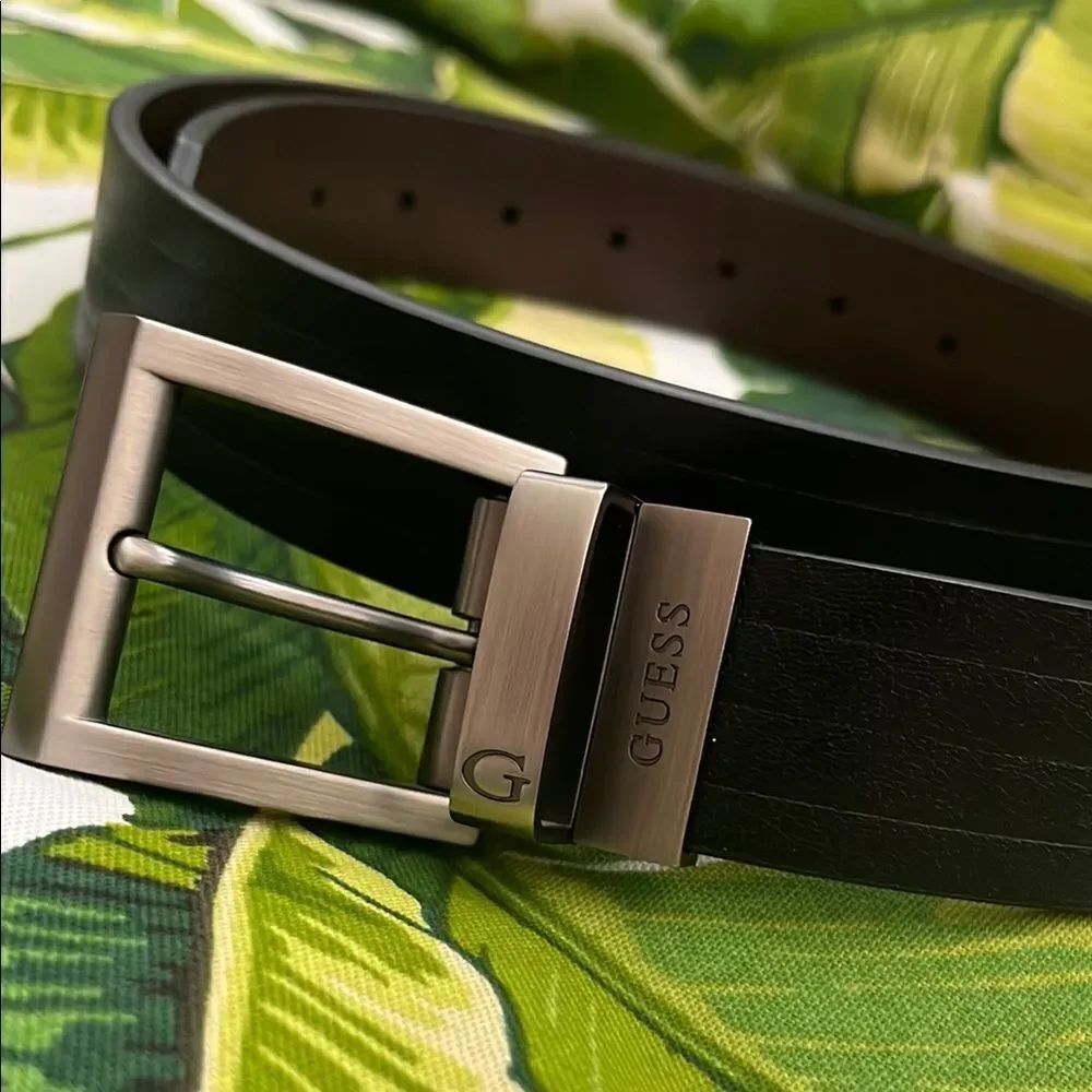 NWT Guess Black/ Brown Reversible Imitation Leather Belt size L 38-40